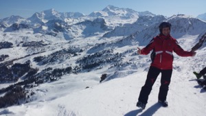 Standing at the top of Verdons, with La Plagne in the background