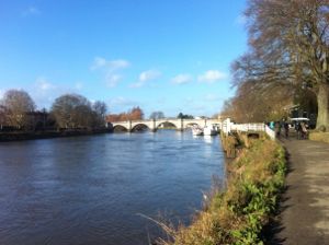 View along the Thames River towards Richmond Bridge