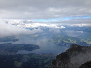 View over lake Lucerne from the top of Pilatus