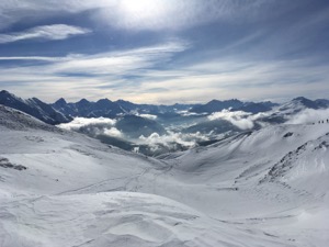 View down Lenzerheide valley, from high on ski pistes