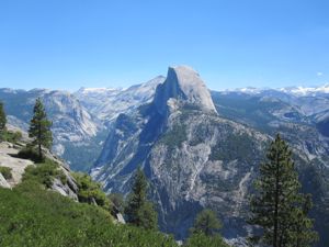 Panoramic view of Half Dome and Yosemite Valley