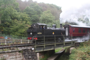 Steam Train crossing canal bridge