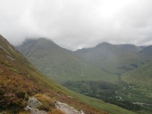 View over Glen Coe Valley, from half way up the Pap of Glen Coe