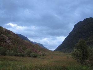 View down Glen Coe valley, from just below Clachaig Inn