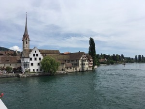 View of the river and northern bank from the bridge at Schaffhausen