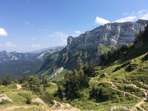 View of the steep cliffs of the Mattstogg