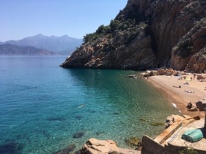 View of beach with turquoise water