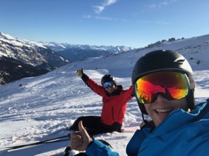 Chris and Stuart skiing.