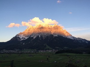 The Zugspitze catching the last sun of the evening