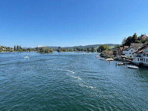 View of the Rhein river from the bridge at Stein am Rhein.