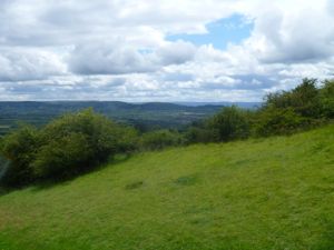 View South from above Ashton Under Hill - rolling hills of the Cotwolds