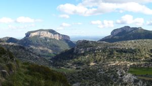 View of limestone mount in sunlight