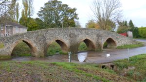 Packhorse Bridge in Moulton - medieval flint bridge