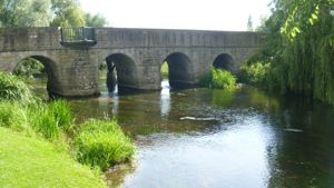 View of the stone arch bridge in Wye