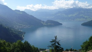 View down to lake Lucerne from the Weggis path