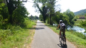 Cycling along the path next to the Glatt river