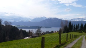 View over Luzern lake and mountains in the background